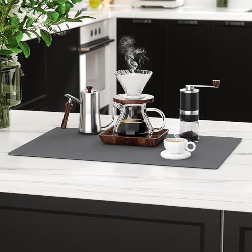 2-Pack Extra Thick Silicone Counter Mats - 24”x16” Large Heat Resistant Kitchen Countertop Protector, Non-Slip Hot Pad Trivet for Air Fryer, Hot Pots & Pans, Coffee Maker(Grey) - color: Gray
