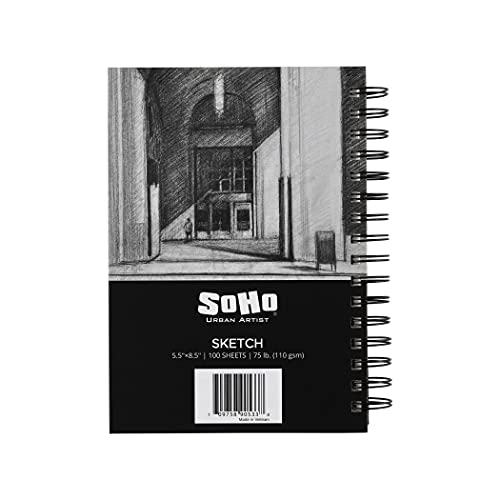 SoHo 110 GSM Sketch Paper Pad Spiral 5.5x8.5 100-Sheets - 12 Pack - size: 5.5x8.5 - Pack of 12
