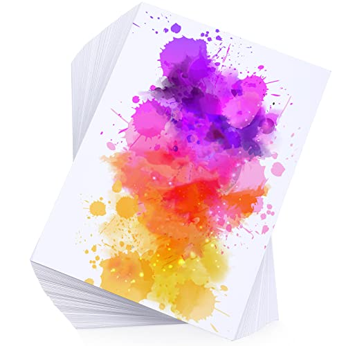 Spiareal 100 Sheets 5 x 7 Inch Watercolor Paper Bulk 140 Lb/300 GSM White Construction Paper Cold Press Blank Cotton Art Paint White Color Pad Artists Drawing Christmas Cards - size: 5 x 7 Inch
