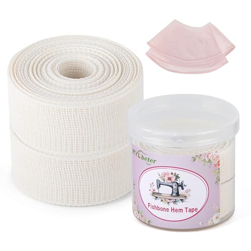 10 Yards Fishbone Tape for Sewing Banroll Tape for Sewing Narrow Hem Sewing Accessories Rolled Hem Tape for Chiffon or Delicate Fabrics Fishbone Boning Lining Seam Guide for Hemming Tool 3.5CM Width - color: beige 10yards