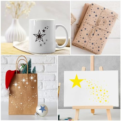 12 Pieces Sparkle Star Stencil Stars Background Craft Stencils Mixed Media Stencils for Painting on DIY Card Making Scrapbook Paper Fabric Pillows (12 Star) - style: 12 Star