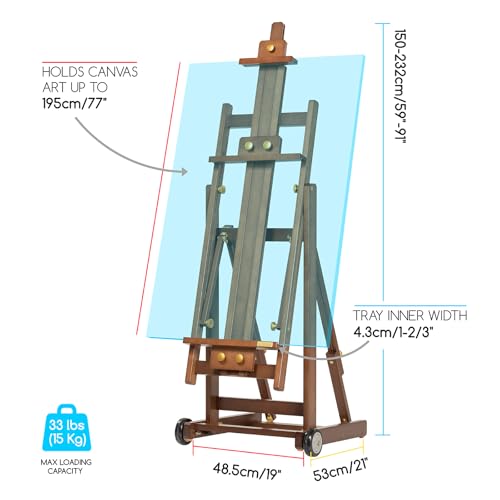 MEEDEN PRO Assembly-Free Art Easel - Professional Artist Easel with Wheels - Beech Wood Large Easel for Painting Canvas Up to 77"