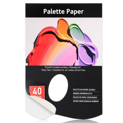 Palette Paper Pad, 6"x9" Disposable Paint Palette Paper, 40 Heavyweight Sheets (120gsm/73lb) for Oil, Acrylic, Watercolor - Mixing Palette Pad with Tear-Off Design - size: 6 x9 inch