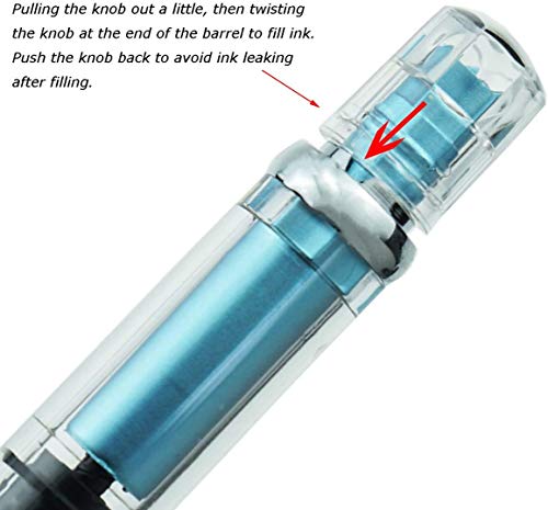 Lanxivi 4 Colors Yongsheng 3008A Fountain Pen Piston Filling Upgraded Fine Nib,Transparent Gold Trim - color: 3008A Gold Trim F