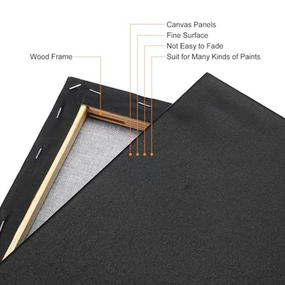 PATIKIL Paint Canvases Panel for Painting, 4 Pack 8x12 Inch Rectangle Wood Frame Stretched Blank Art Board Panels for Acrylic, Oil, Tempera Painting, Black - size: 8x12 Inch