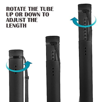 JJRING Black Poster Tube, 25" to 40" Extendable Poster Storage Holder Tube with Carrying Strap, Poster Carrying Case for Blueprints, Scrolls, Maps and Architect Papers - color: Black