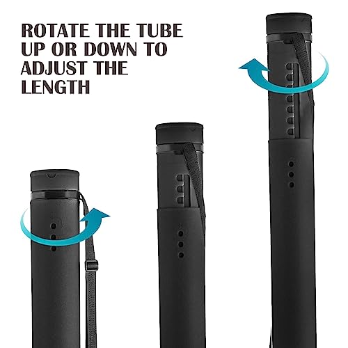 JJRING Black Poster Tube, 25" to 40" Extendable Poster Storage Holder Tube with Carrying Strap, Poster Carrying Case for Blueprints, Scrolls, Maps and Architect Papers - color: Black