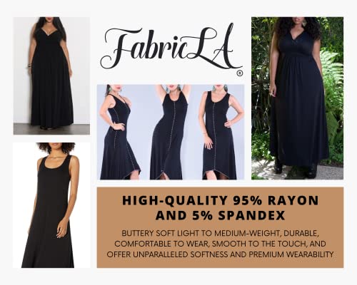 FabricLA Rayon Jersey Spandex - 4 Way Stretch - 58/60" Inches (150 CM) Wide - Medium to Heavy Fabric 240gsm - Black, 5 Yards - color: Black, size: 5 Yard Pre Cut
