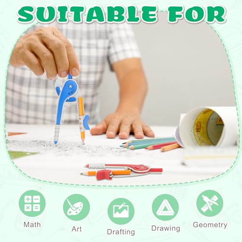 32 PCS Math Compass Geometry Math Drafting Set 6 Inch Plastic Drawing Compass with Pencils for Math Student Classroom School Office Woodworking Art Drawing Mandala Studying - style: 32 Pack
