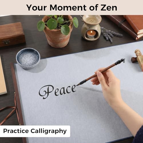 Water Drawing Mat with Chinese Calligraphy Brush Set, Reusable Water Painting Mat for Beginners, Portable Canvas Rolls for Painting and Calligraphy Practice for Mom