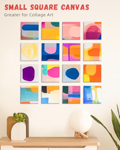 Simetufy 72 Pack 4x4inch Mini Canvas Boards Small Painting Canvas 100% Cotton Primed Acid Free Blank for Oil Paint,Watercolor,Acrylic Paint, Art Projects, Collage Art - size: 4"x4"- 72 pack