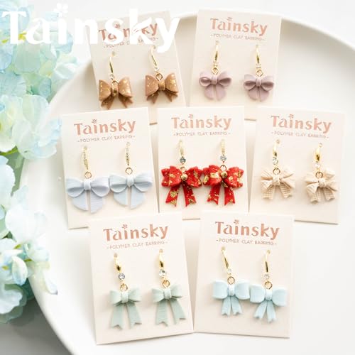 Tainsky Bow Polymer Clay Cutters, Love Knot Polymer Clay Cutters, 18 Shapes Bowknot Clay Cutter for Polymer Clay Jewelry, Ribbon Polymer Clay Earring Cutters (A) - color: BOW-A