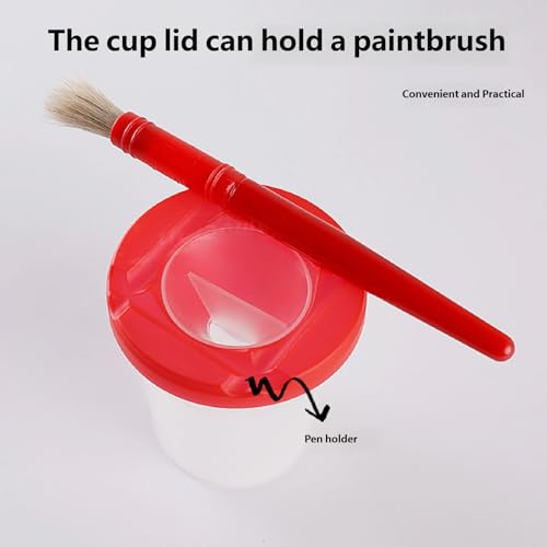 ordinarYone 10 x Leakproof Brush Wash Cups with Sealed Lid, Transparent Cup and Art Brush Set for Art Drawing