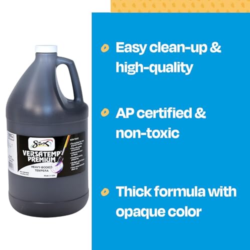 Sax Versatemp Premium Heavy-Bodied Tempera Paint, Black, 1 Gallon