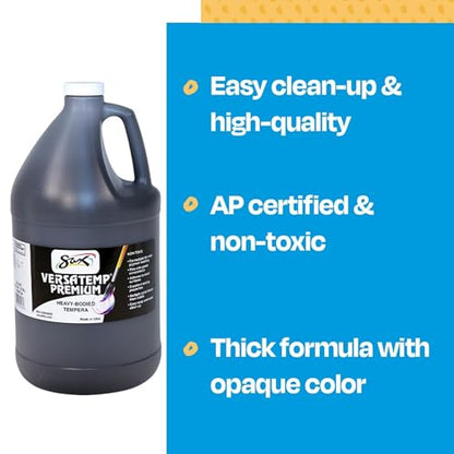 Sax Versatemp Premium Heavy-Bodied Tempera Paint, Black, 1 Gallon