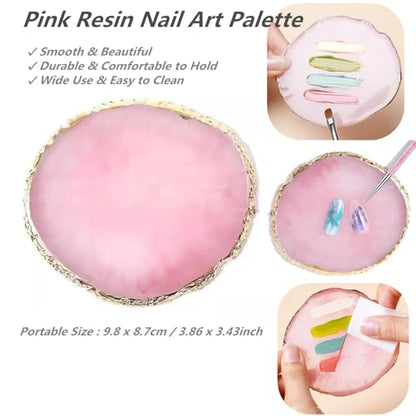 FULINJOY 21Pcs Nail Art Brushes Set, 1 Resin Nail Art Palette, 5 Nail Art Dotting Pens, 15 Nail Art Brushes, Nail Polish Mixing Palette Double-Ended Dotting Pen Nail Liner Brush Nail Drawing Brushes