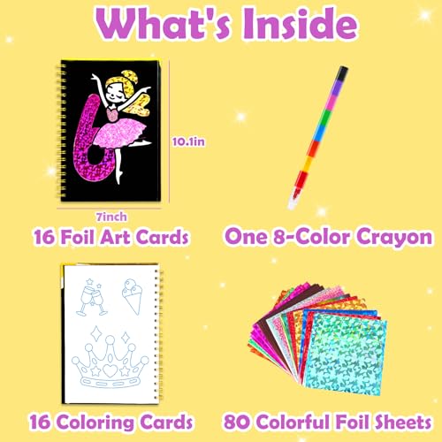 FUNNYB&G Foil Art Craft Kit for Kids 4-10 Years Old: Mess-Free & No-Glue, Create 16 Sparkly Happy Birthday Pictures – Perfect Travel Toy & Birthday Gift for Kids（Happy Birthday） - style: Happy Birthday
