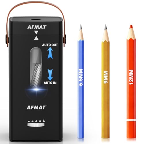 AFMAT Electric Pencil Sharpener, Fully Automatic Pencil Sharpener, Auto in & Out, Rechargeable Hands-Free Sharpeners for Jumbo & Colored Pencils (6.5-12mm), Portable for Home/Classroom/Office PSC6 - color: Black