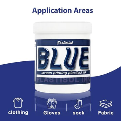 Shaliteink® Screen Printing Plastisol Ink Blue - Highly Opaque Screen Printing Ink for Cotton, Polyester and Other Fabrics (32oz.) - color: Blue, size: 32 fl oz