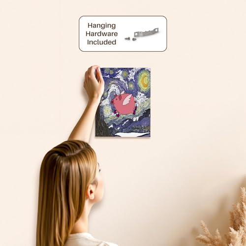 3dRose Funny Cute Flying Pig in Starry Night Van Gogh Art Museum Grade Canvas Wrap 8x10 - size: 8"L x 10"W
