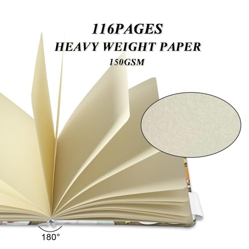 5" x 5" Hardcover Sketch Book,Small Mixed Media Sketch Pad,58 Sheets 150GSM Acid-Free Artist Drawing Paper,Travel Journal Blank Notebook for Adults Painting,Illustration,Art Supplies.Cloud Cat - color: 150gsm Cloth-cloud cat
