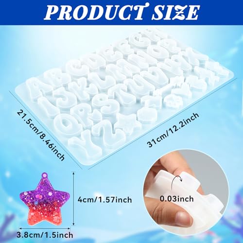 Alphabet Keychain Mold, Reversed Letter Keychain Silicone Molds with Holes, Alphabet Epoxy Resin Mold for DIY Jewelry Pendant Keychain (Ocean and Letter) - color: Alphabet