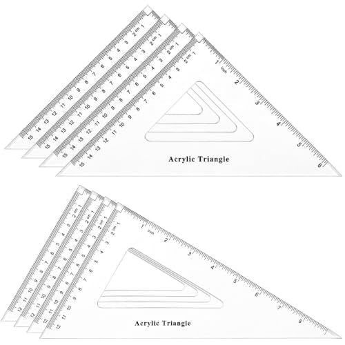 Coopay 8 Pack Large Triangle Ruler Set Square, 30/60 and 45/90 Degrees | Triangle Ruler, Triangle Hollow, Math Drawing Drafting, Back to School, School Supplies, Classroom Supplies, Office - size: 8 Pack