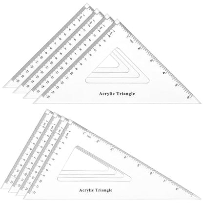 Coopay 8 Pack Large Triangle Ruler Set Square, 30/60 and 45/90 Degrees | Triangle Ruler, Triangle Hollow, Math Drawing Drafting, Back to School, School Supplies, Classroom Supplies, Office - size: 8 Pack