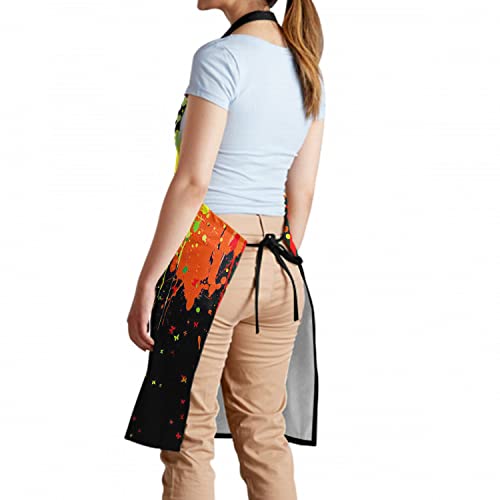 Kawani Artist Painting Art Aprons for Women Men Black Paint Splash Spray Smocks With 2 Pockets Woman Waterproof Apron Barber Chef Cooking Grilling Kitchen Accessories Pinafore 28x33 In