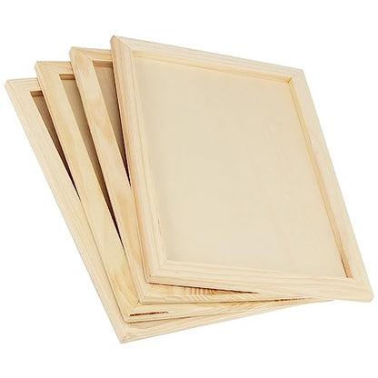 10 Pcs 9 x 12 Inch Wood Panel Canvas Bulk, Unfinished Wood Canvas Panels, Wood Cradle Boards for Painting, Pouring Art, Crafts