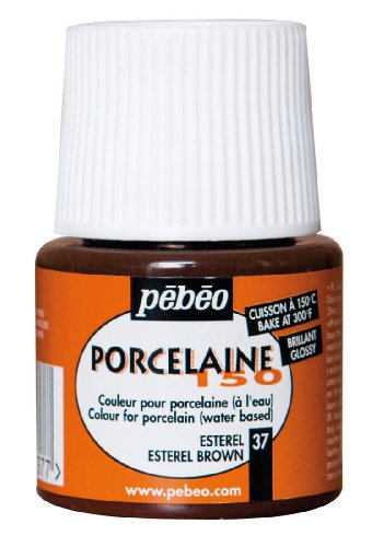 PEBEO Porcelaine 150 Ceramic Paint - Water-Based High-Gloss Color Paints for Porcelain, Premium Art Supplies, Non-Toxic & Heat-Safe, 45 ml Bottle, Esterel Brown, 45 ml Bottles (024-037) - color: Esterel Brown, size: 1.52 Fl Oz (Pack of 1)