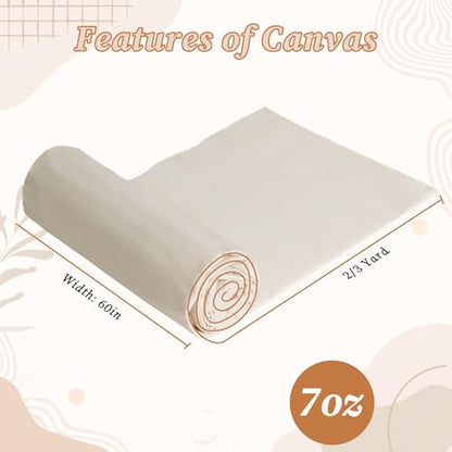 60" W Canvas Roll | 7oz Canvas Fabric Cotton Duck | Heavy Natural Fabric for Painting Arts & Crafts, Backings, Covers, Placemats (2/3 Yards) - size: 2/3 Yard-7oz