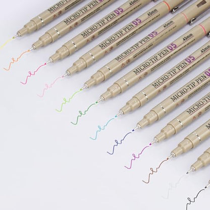 [12 Colors] 05 Micro, Fineliner Pen Set Ink, Fine Point Pen,Multi-liner, Sketching, Anime,Artist Illustrating/Technical Drawing,Office Documents - color: 12 Colors