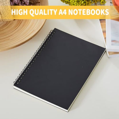 BoAn Spiral Notebooks Journal 8.5” x 11”, 2 Pack A4 Large Note Book for Women & Men, The Notebook for Work Note Taking Journals Sketch Book 76 Pages / 38 Sheets sketchbook Soft Cover Black Paper - size: 8.5" x 11"