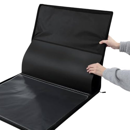 Picturesque Pro Presentation Case- Professional Art Portfolio Folder for Artwork up to 24x36- Vegan Leather Zippered Case, Archival Storage Solution w/Removable Spiral-Bound Book of 20 Clear Sleeves - size: 24x36 in w/Refill