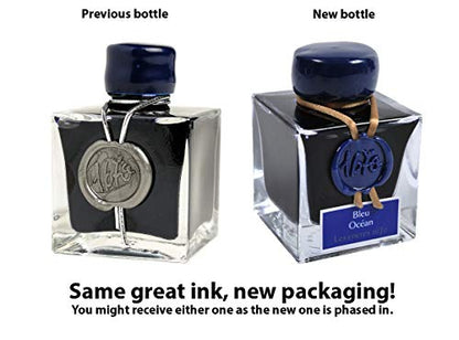 J. Herbin 1670 Anniversary Inks - Gold Sheen 50 ml Bottled - Blue Ocean (Deep Blue Ink) - color: Blue Ocean