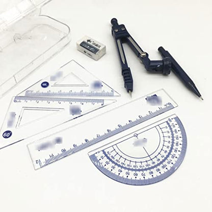 Drawing Compass Drafting Tools Compass Set 7-Piece Set Student Drawing Learning Stationery Ruler Triangle Plate Protractor Student Supplies Math Ruler Kit