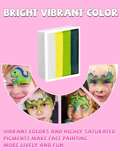 Anka Bella Professional Face Painting Kit for Kids and Adults with tutorial | Water activated face paint,Rainbow cake with Stencil and brush - color: Animal Design Rainbow Cake