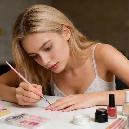 Nail Art Pens Set, Liner Brushes, Nail Art Brushes Tools For Long Lines, Thin Details, Fine Drawing, Liner Brush Polish Painting Nail Design (Pink) - color: Pink