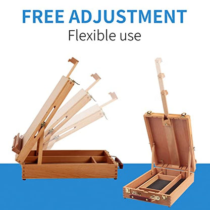 Falling in Art Wooden Tabletop Easel, Beech Wood Sketchbox Desktop Easel for Painting, Portable Art Drawing Easel for Beginners and Professionals - style: Tabletop Easel