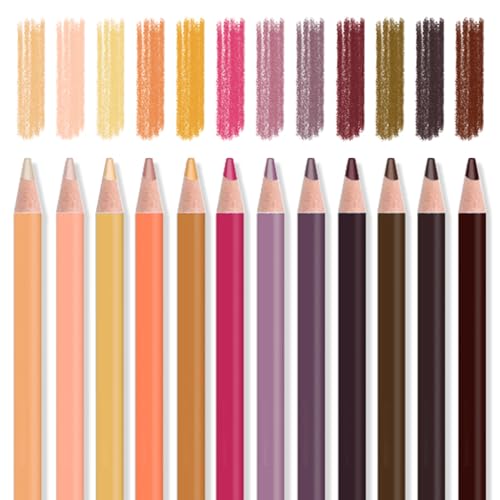 Mifuner 12Pcs Skin Colored Pencils Set, Oil Based Drawing Pencils, Pre-sharpened Wooden Professional Sketch Pencil Art Supplies for Adults, Coloring Books, No Duplicates - color: 12Pcs Skin Colored