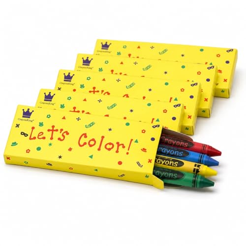 CrayonKing 2000 Bulk Crayons, 500 Boxed Crayon Packs of 4 | Non-Toxic, Perfect for Restaurants, Perfect for Classrooms, Perfect for Parties, Goodie Bag Fillers, 4 Assorted Colors - style: 500 Sets of 4-Packs in a Box (2,000 ct)