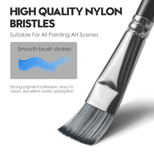 Paint Brushes 14PCS Set - Bougimal Professional Wood Paint Brush for Acrylic/Watercolor/Oil Painting, Kids & Adults Detailing Brush - Art Supplies Great for Canvas, Fabric, Rock, Face Painting