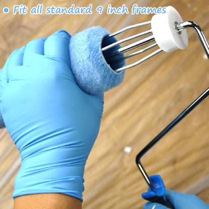 Great Andrew 18 Pack Paint Roller Covers 9 Inch 3/8-Inch Nap, Dense Fibers Large Paint Roller Kit for Painting Textured Smooth Rough Surfaces Walls Floors House - size: 18pcs, 9", Blue