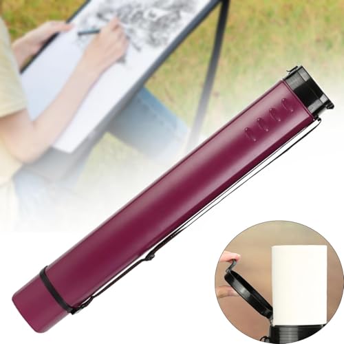 HouseVibe Extendable Poster Tube Telescoping Document Holder Blueprint Storage Case for Maps Painting Paper Art Supplies (1 Tube)- Deep Purple - color: Deep Purple