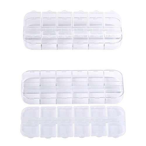 6 Pieces Nail Art Tool Jewelry Storage Box, 12 Compartments Plastic Rhinestone Organizer Container Case, Display Containers