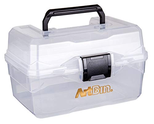 ArtBin 6890AG Small Project Box, Portable Art & Craft Organizer with Lift-Out Tray, [1] Plastic Storage Case, Clear - size: Small