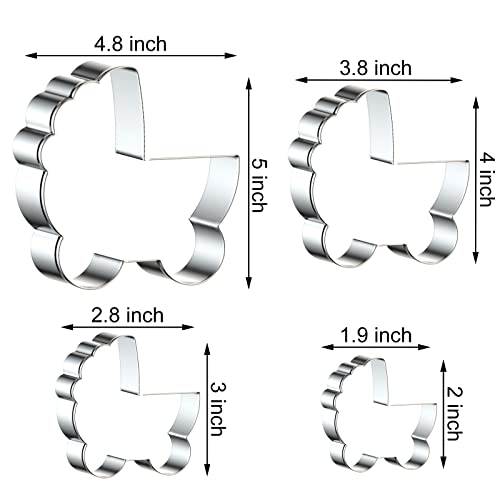 Baby Carriage Cookie Cutter Set Large - 5 Inch, 4 Inch, 3 Inch, 2inch - 4 Piece - Stainless Steel - color: Baby Carriage
