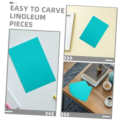TEHAUX 6pcs PVC Printmaking Linoleum Blocks for DIY Craft Projects Smooth Cutting Engraving Material for Linocut Plates and Block Printing for Artists and