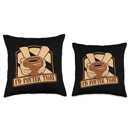 Professional Pottery Aprons Love Tools Kit Gifts I'd Potter Pro Wheel Hobby Lover Pottery Throw Pillow, 16x16, Multicolor - size: 16x16